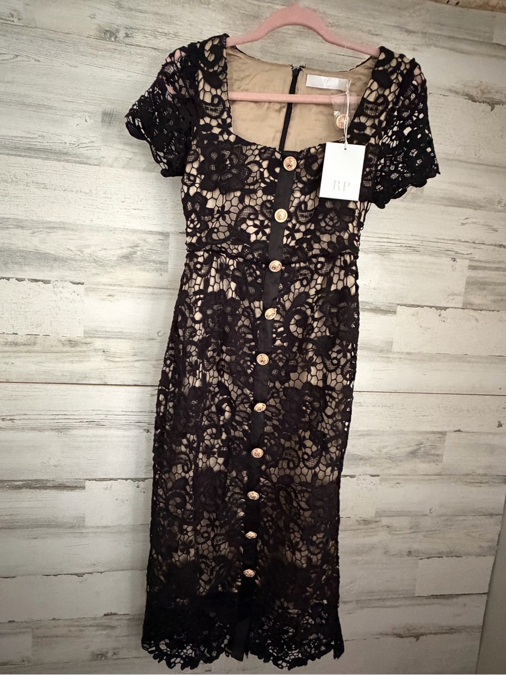 Rachel Parcell Black Lace Button-Front Midi Dress - Picture 6 of 6
